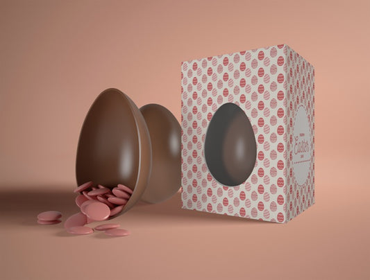 Free Box With Easter Chocolate Eggs Psd