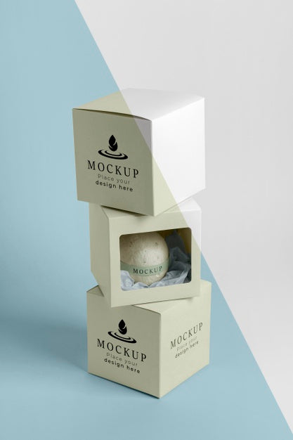 Free Boxes With Bath Bombs Mock-Up Psd
