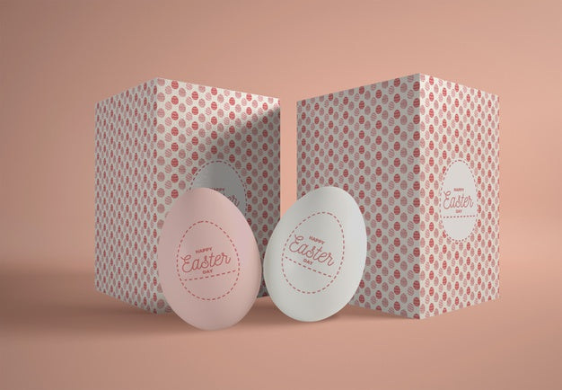 Free Boxes With Easter Eggs On Table Psd