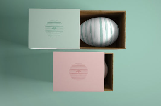 Free Boxes With Painted Eggs For Easter Psd