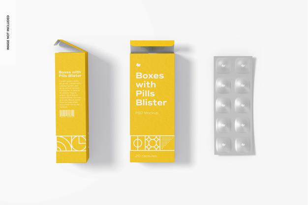 Free Boxes With Pills Blister Mockup Psd