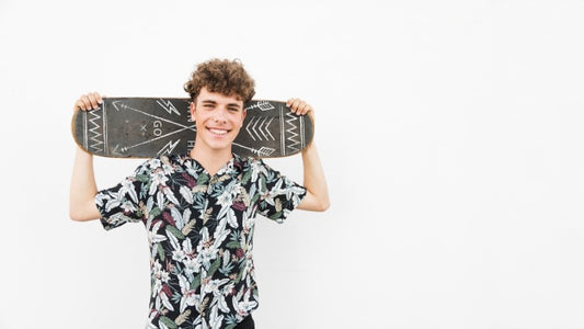 Free Boy With Skateboard Mockup Psd