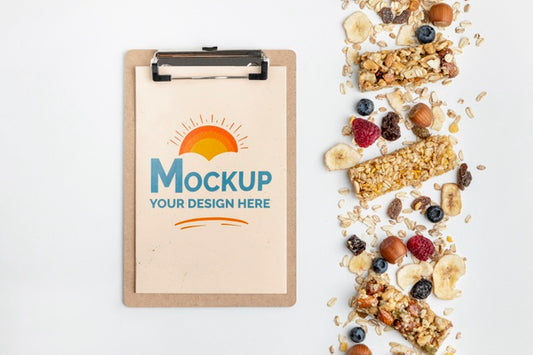 Free Breakfast Cereals With Clipboard Mock-Up Psd