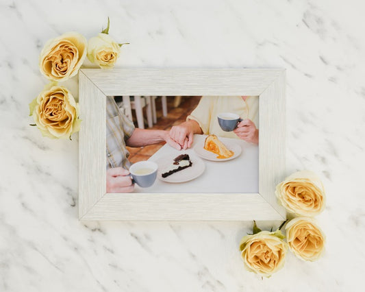 Free Breakfast Mock-Up Memory Photo And Flowers Psd