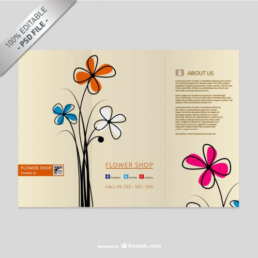 Free Brochure Template With Flowers Psd