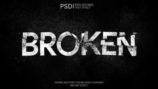 Free Broken Letters Text Effect Psd