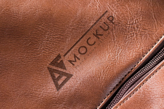 Free Brown Leather Surface Mock-Up With Zipper Psd