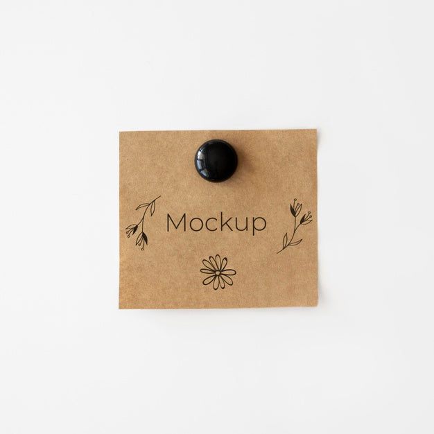 Free Brown Mock-Up Card With Flowers Psd