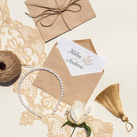 Free Brown Paper Envelopes With Flowers And Pearls Psd