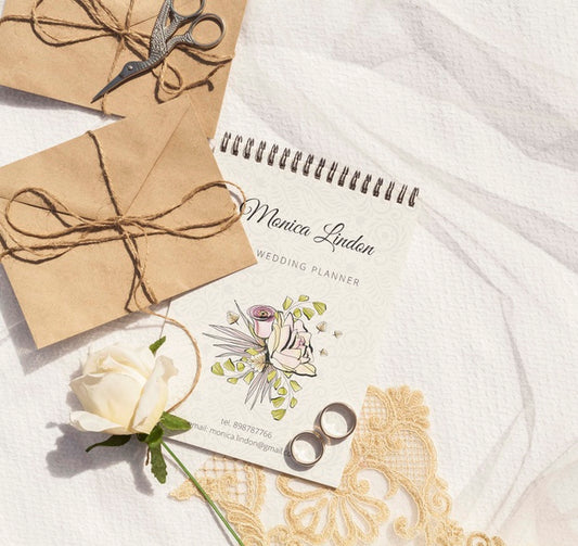 Free Brown Paper Envelopes With Wedding Rings And Rose Psd