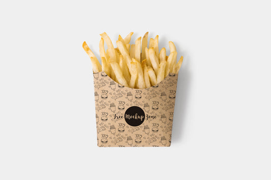 Free Brown Paper French Fries Box Mockup Psd