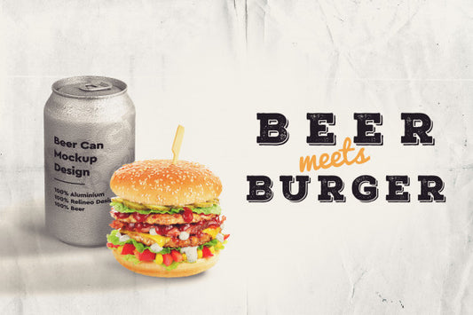 Free Burger And Beer Mock-Up Psd
