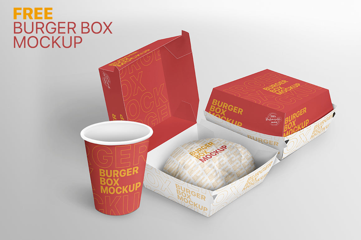 Free Burger Box Mockup