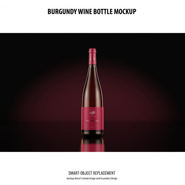 Free Burgundy Wine Bottle Mockup Psd