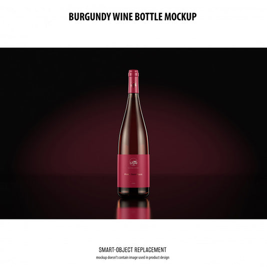 Free Burgundy Wine Bottle Mockup Psd