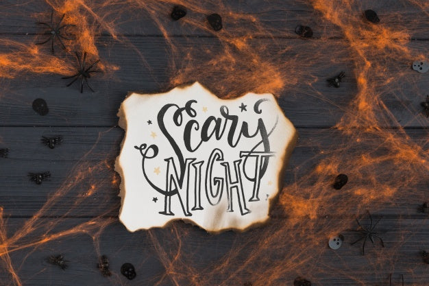 Free Burned Paper Mockup With Halloween Concept Psd