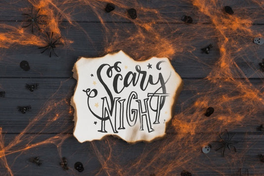 Free Burned Paper Mockup With Halloween Concept Psd