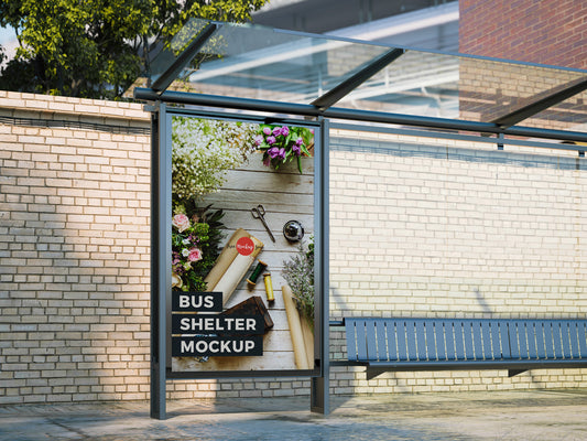 Free Bus Shelter Mockup For Outdoor Advertisement