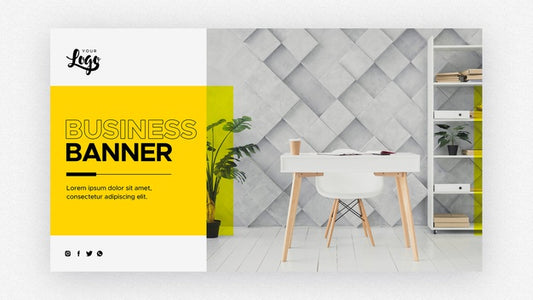 Free Business Banner Template With Living Room And Work Space Psd