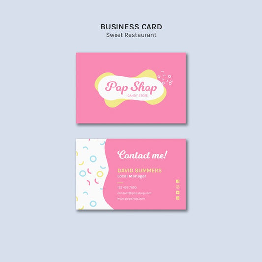 Free Business Card For Pop Candy Shop Design Psd