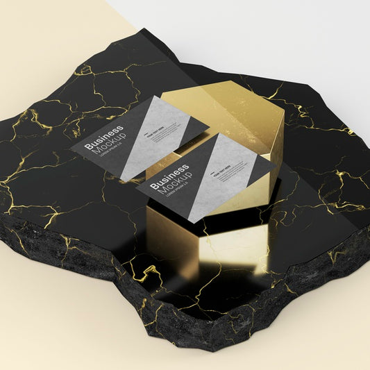 Free Business Card Mock-Up High View Luxury Marble Psd