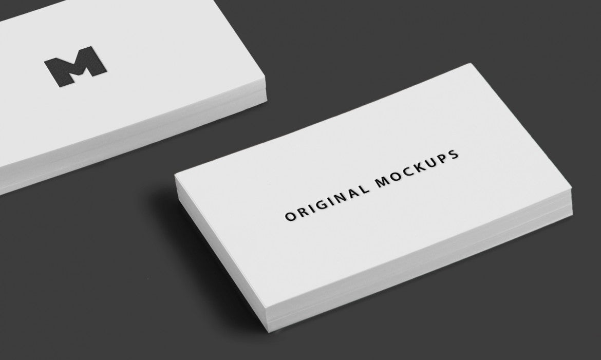 Free Business Card Mockups with Blue Background