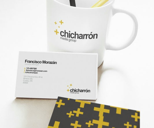 Free Business Card Office Mockup with a Coffee Cup