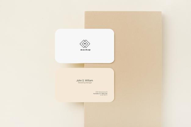 Free Business Card Mockup, Front And Back Side, Top View Psd