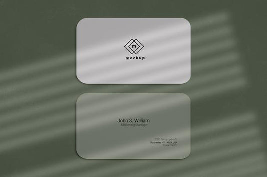 Free Business Card Mockup, Front And Back Side With Window Shadows Effect Psd