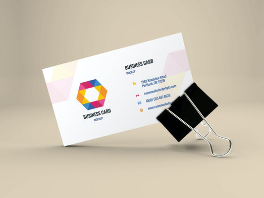 Free Business Card Mockup In Binder Clip