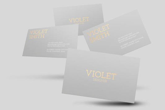 Free Business Card Mockup In Gray With Front And Rear View Psd