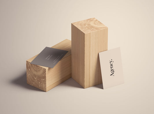 Free Business Card Mockup On Wood Blocks