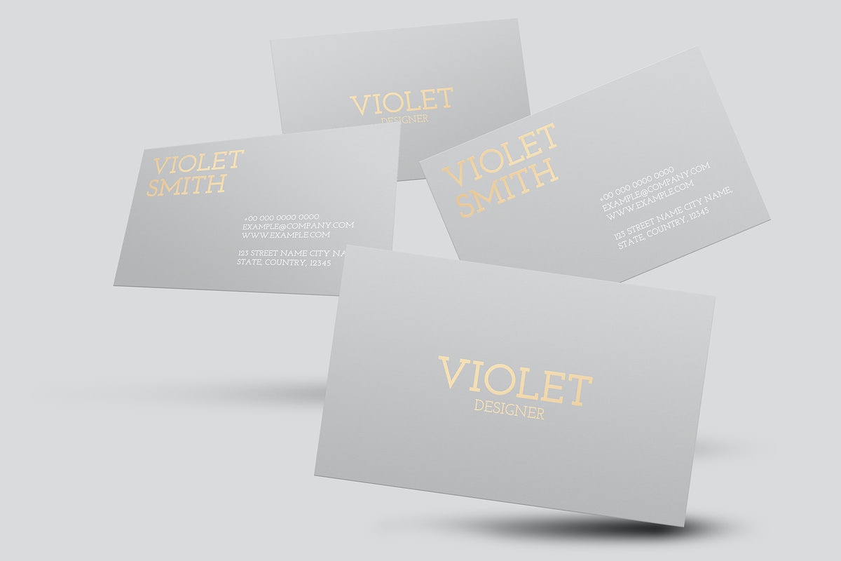 Free Business Card Mockup Psd In Gray With Front And Rear View