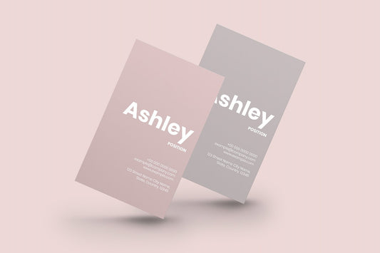 Free Business Card Mockup Psd In Pink Tone With Front And Rear View