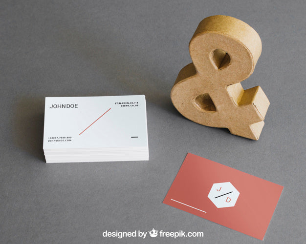 Free Business Card Mockup With Ampersand Psd
