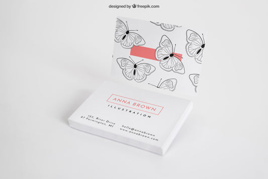 Free Business Card Mockup With Butterflies Psd
