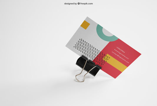 Free Business Card Mockup With Clamp Psd