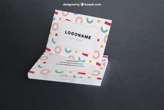 Free Business Card Mockup With Colorful Shape Psd
