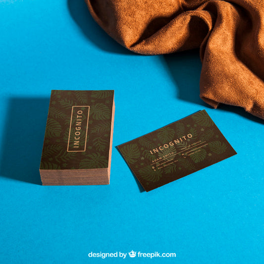 Free Business Card Mockup With Textile Psd