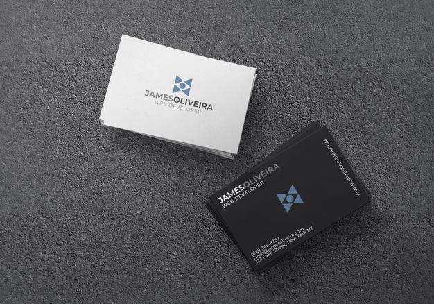 Free Business Card On Concrete Surface Mockup Psd