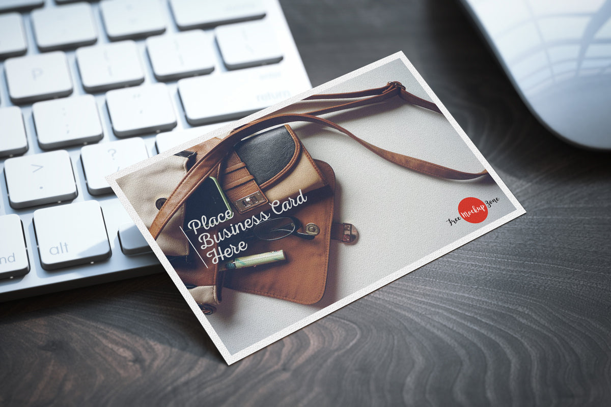 Free Business Card On Keyboard Mockup