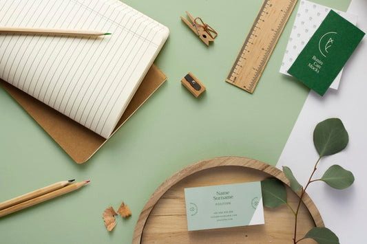 Free Business Card On Wooden Board Above View Psd