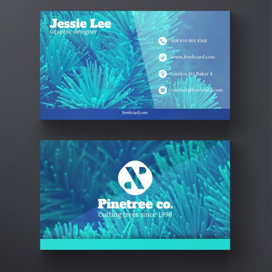 Free Business Card With Blue Plants Psd