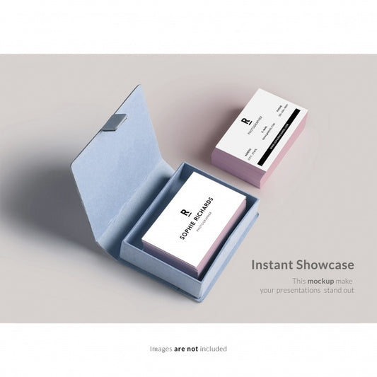 Free Business Card with a Case or Box Mockup