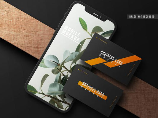 Free Business Card With Mobile Phone Mockup Psd Psd