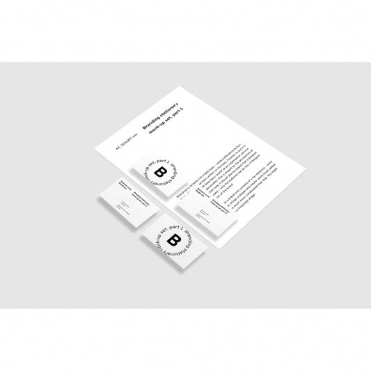 Free Business Cards And Brochure Mock Up On White Background Psd