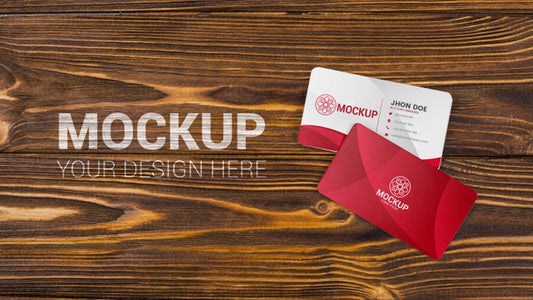 Free Business Cards Mock-Up On Wooden Background Psd
