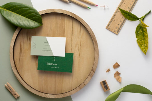 Free Business Cards On Wooden Board Psd
