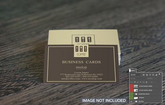 Free Business Cards On Wooden Desk Mockup Psd