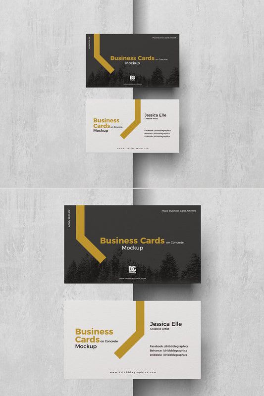 Free Business Cards Placing On Concrete Mockup